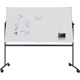 Stativ-Drehtafel Legamaster UNITE PLUS, magnetisch, drehbar um 360°, B 2200 x T 12,6 x H 1200 mm, emaillierter Keramikstahl, weiß